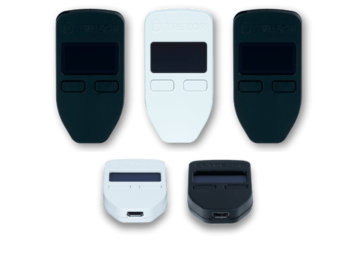 Trezor One: Billetera de hardware con teclado de dos botones y pantalla OLED monocromática de 0.96 pulgadas. Compatible con Windows, macOS, Linux, Android e iOS.